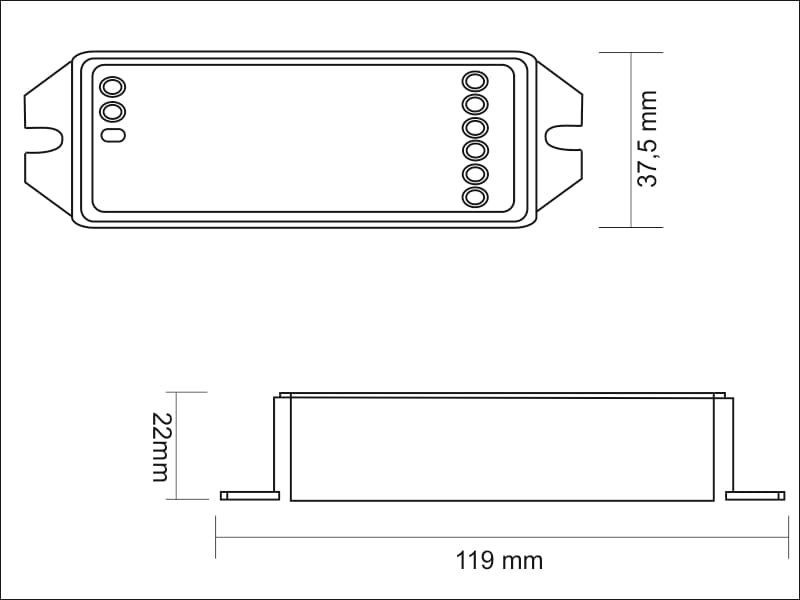 2.4GHz Single Color LED Strip Controller 12A/144W schema