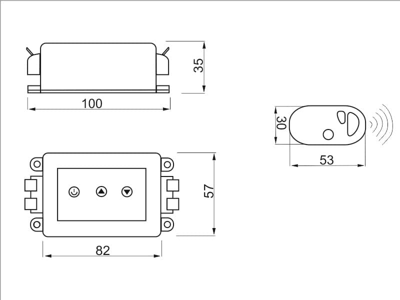 LED radio frequency control RF 12V/8A, 3-key transmiter with touch panel schema