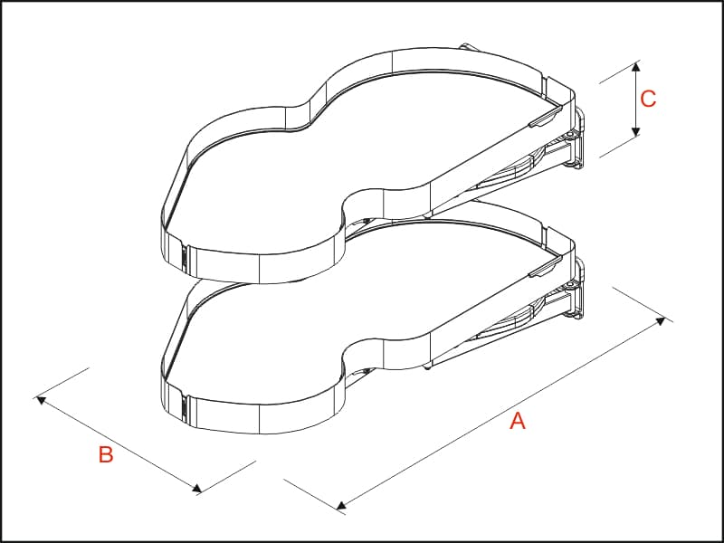 Rotating full extraction shelves HYPER / IKONA schema