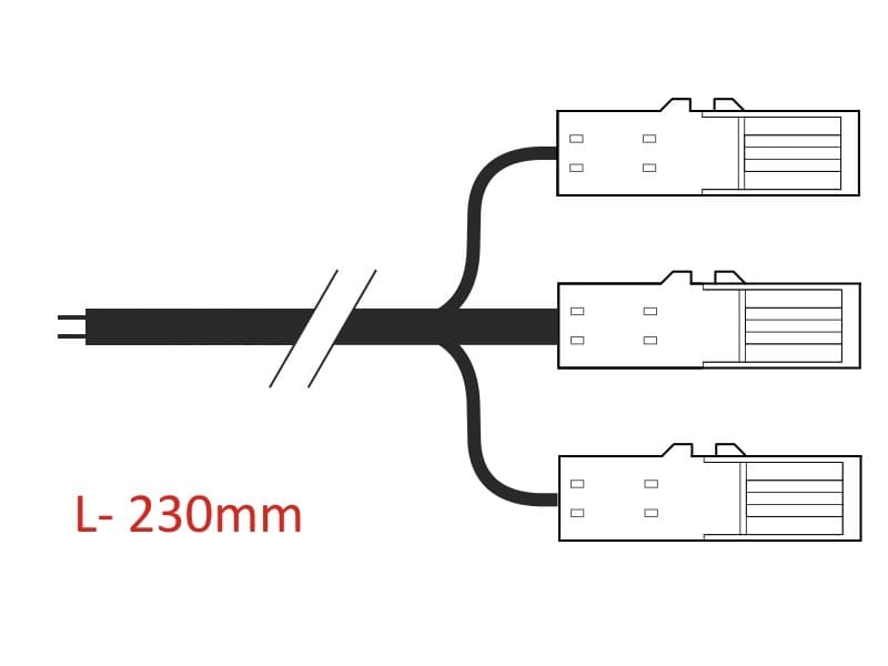 LED cable with 3xMINI socket 2x0,35 schema