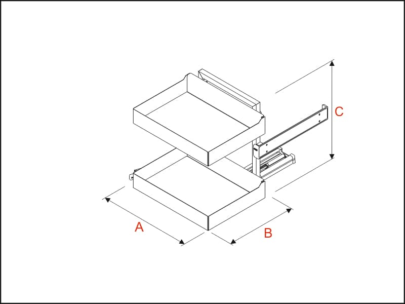 Functional posts Pegasius HYPER 2 shelves / INOXA schema