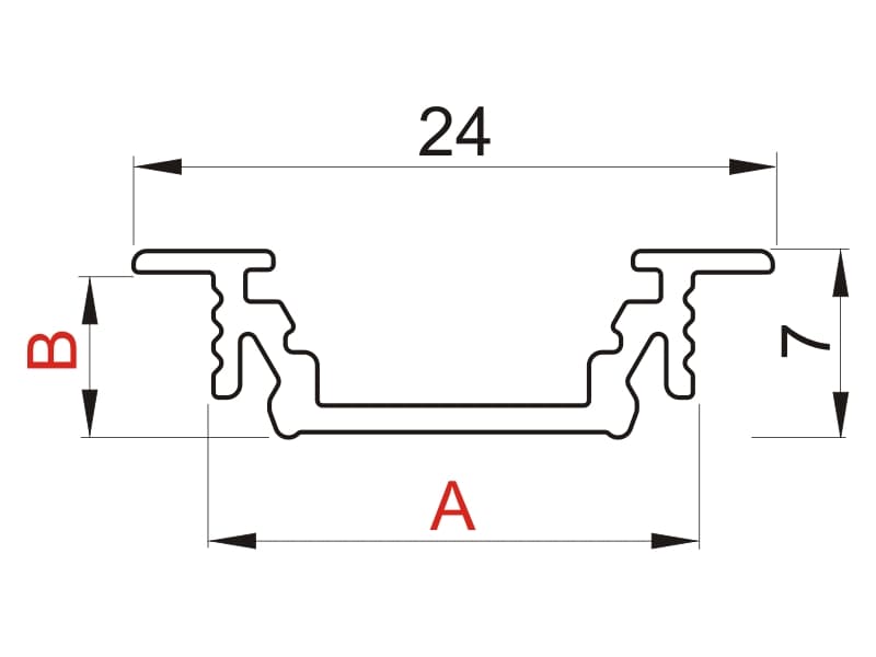 Aluminium LED profile GROOVE (B, C) (U, X) schema