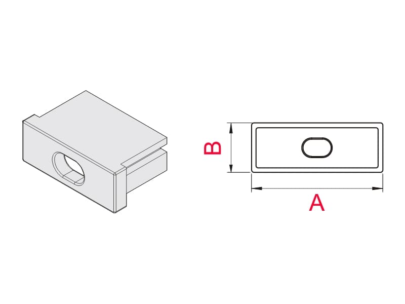 Plug with hole for LED profile LL-02 schema