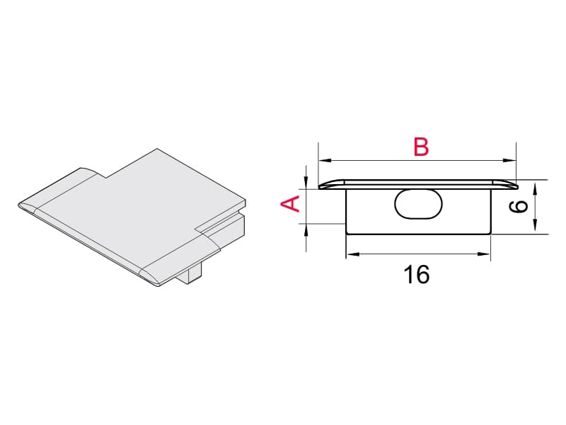 Капачка ZLL-04 с отвор за LED профил LL-03 схема