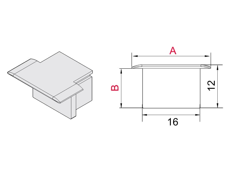 Капачка ZLL-07 за LED профил LL-05 схема