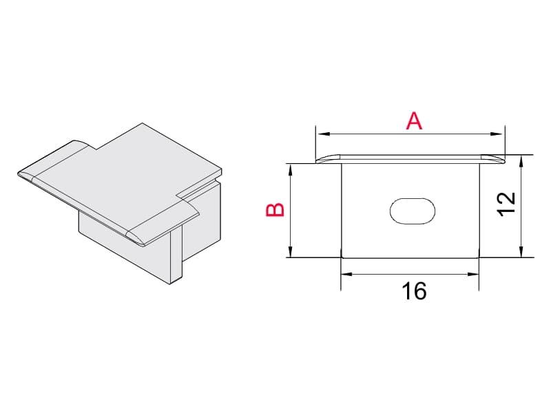 Plug with hole for LED profile ZLL-08 schema