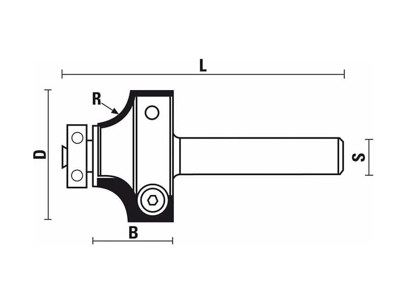 Hw insert corner rounding bits with ball bearing z=2 schema