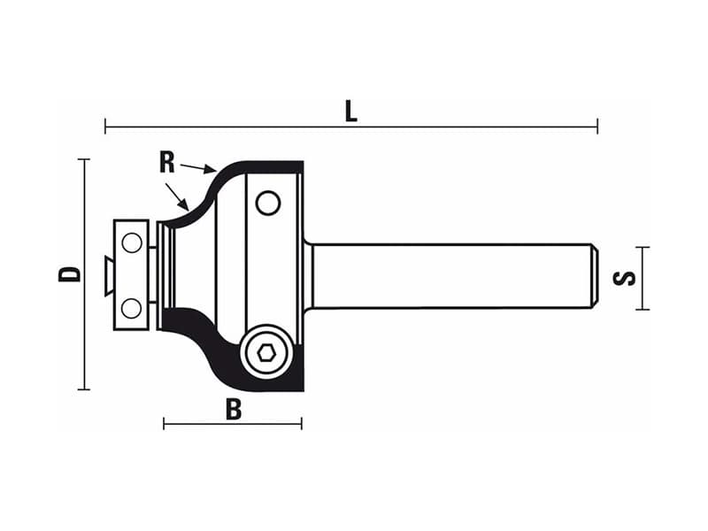 Hw insert ogee bits with ball bearing z=2 schema