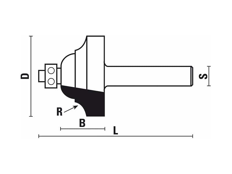 Hw roman ogee bits with ball bearing guide z=2 schema