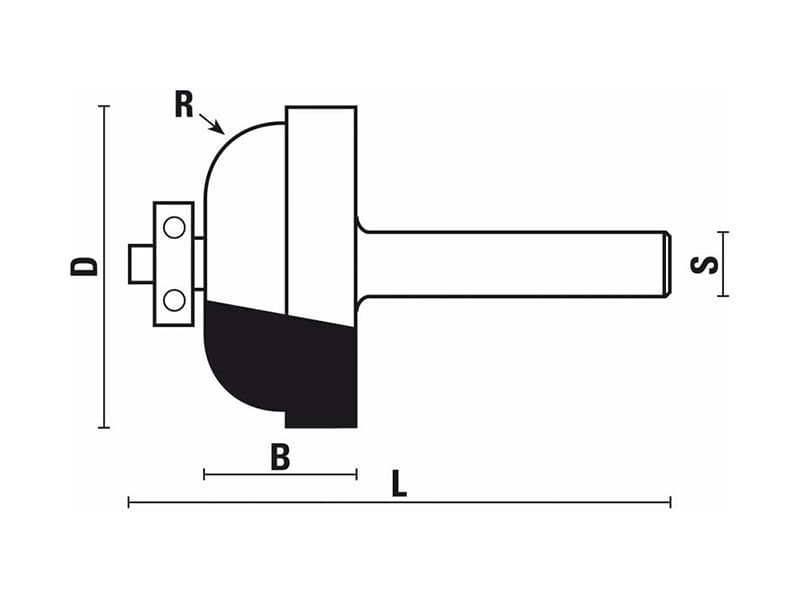 Hw flat ogee bits with ball bearing guide z=2 schema