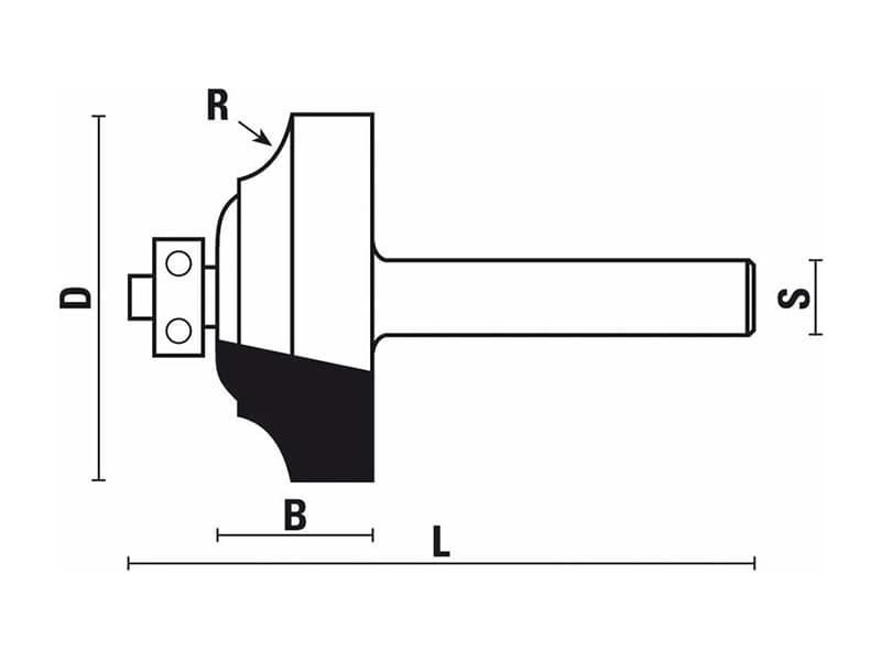 Hw ogee bits with ball bearing guide z=2 схема