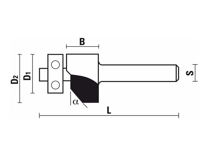 Hw flush and bevel trim bits with ball bearing guide z=2 schema