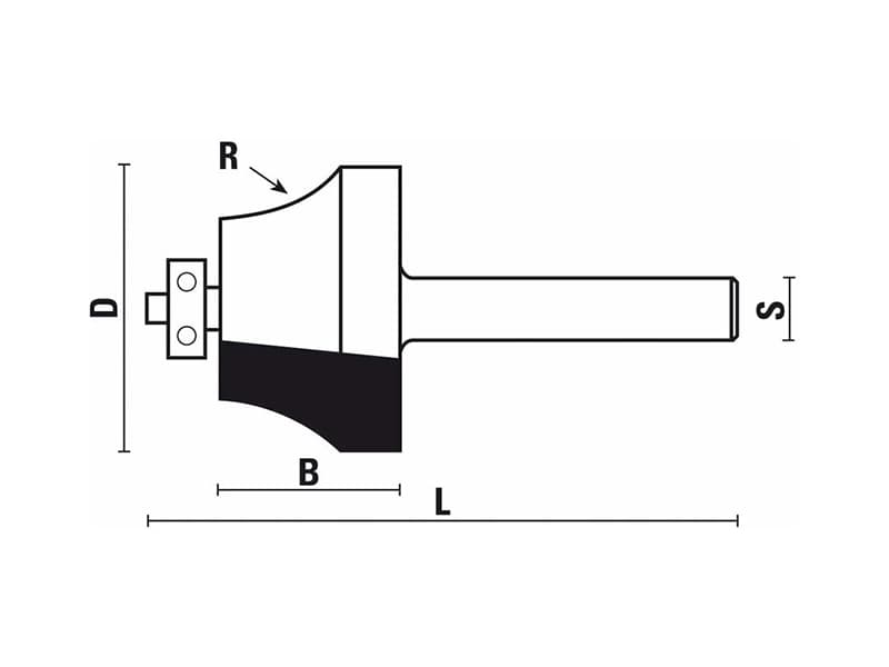 Hw ovolo joint bits with ball bearing guide z=2 schema