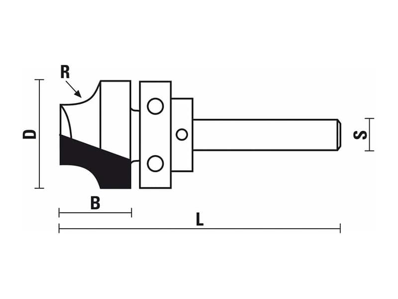 Hw flush trim bits with upper ball bearing guide z=2 схема
