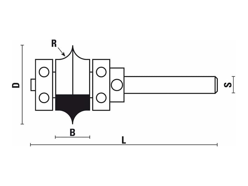 Hw “leaf-edge” beading bits with double ball bearing guide z=2 schema