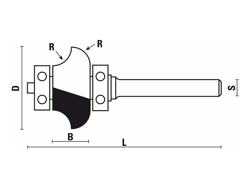 Hw radius bits with double ball bearing guide z=2 схема
