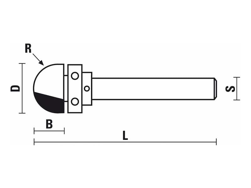 Core box bits with upper ball bearing z=2 hw схема