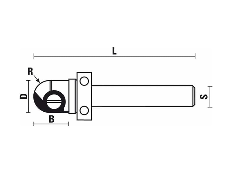 Hw insert core box bits with upper ball bearing z=1 schema