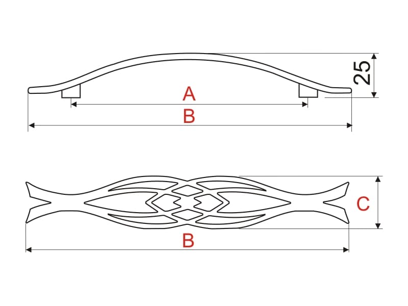 Мебелна дръжка UR-40-128 схема