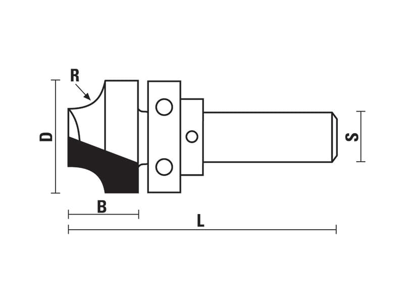 Hw beading bits with upper ball bearing guide z=2 schema