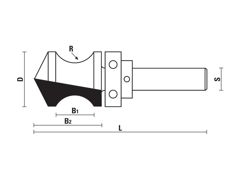 Hw hand grip plunge bits with upper ball bearing guide z=2 schema