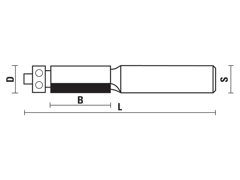 Hw flush trim bits with ball bearing guide z=2 schema
