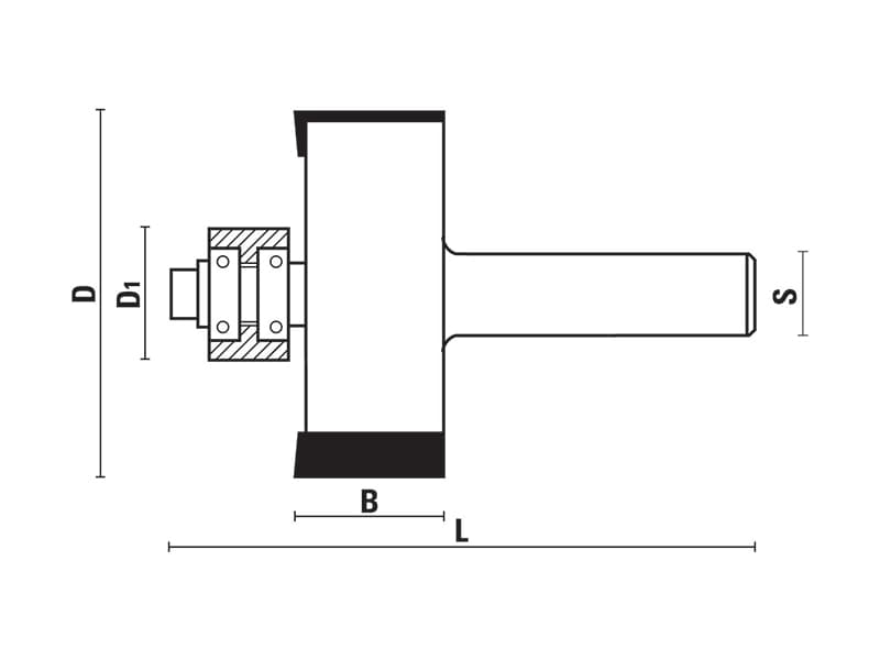 Hw rabbeting bits with ball bearing guide z=2 schema