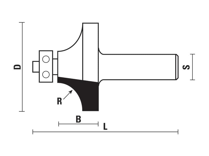 Hw corner rounding bits with ball bearing guide z=2 схема