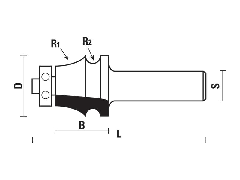 Hw drawing line bits with ball bearing guide z=2 schema
