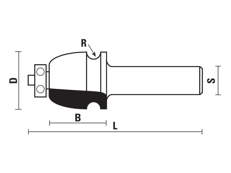 Hw drawing line bits with ball bearing guide z=2 schema