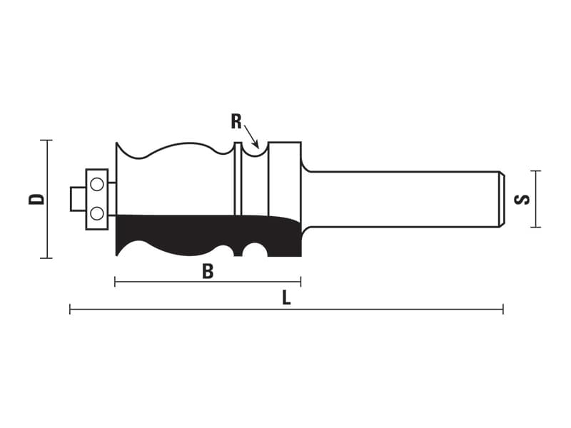 Hw drawing line bits with ball bearing guide z=2 schema