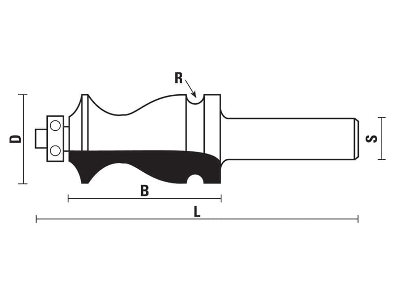 Hw architectural moulding line bits with ball bearing guide z=2 schema