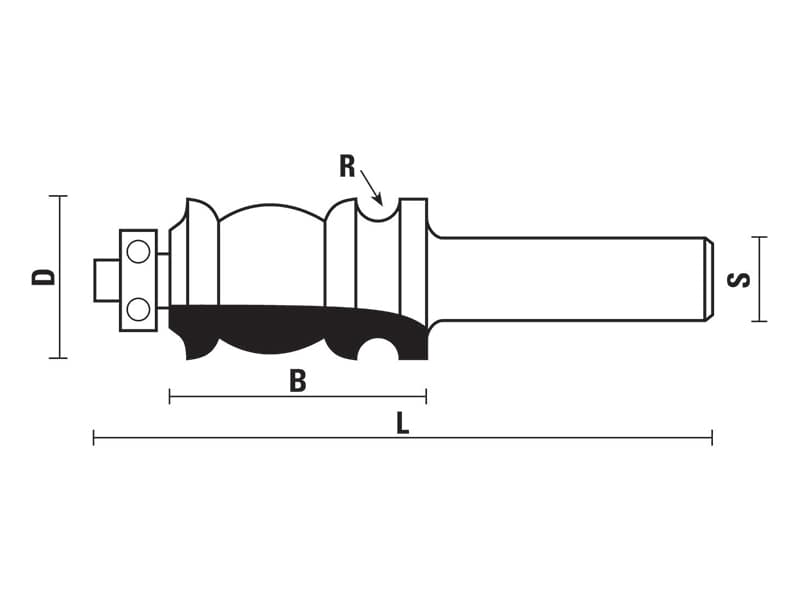 Hw architectural moulding line bits with ball bearing guide z=2 schema