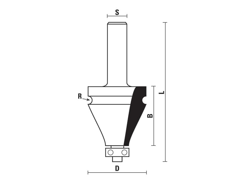 Hw handrail bits with ball bearing guide z=2 schema