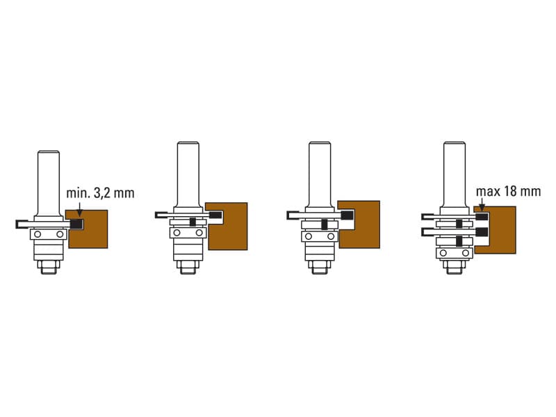 Hw slot cutter set with ball bearing guide z=2 schema