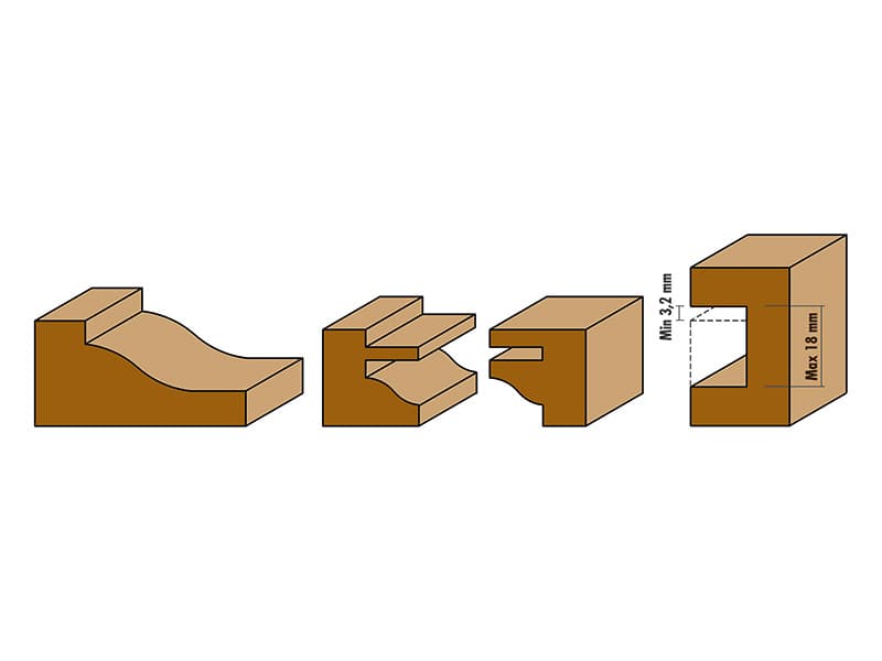 3 piece set for cabinet doors maker and joints “type 1” schema