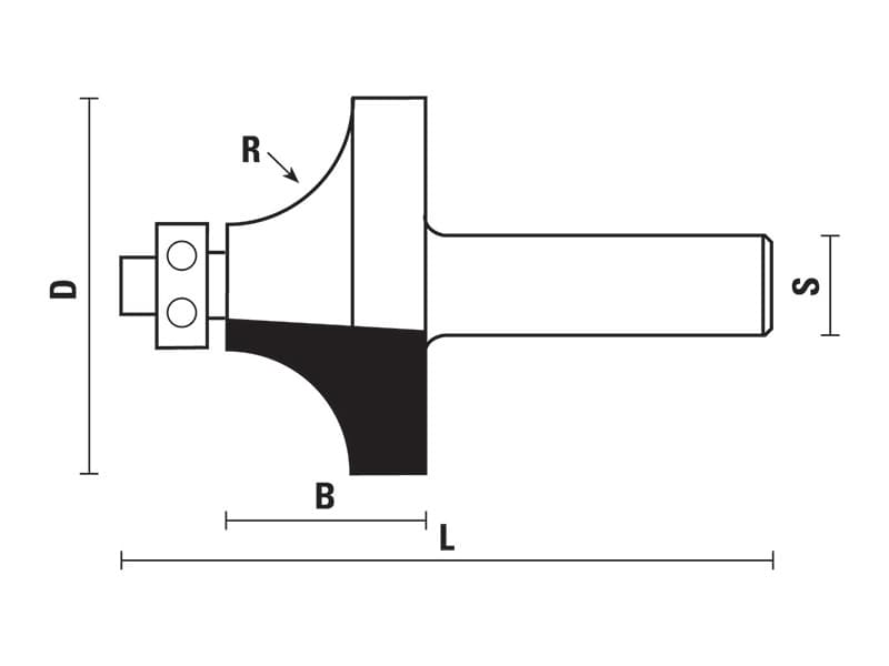Hw corner rounding bits with ball bearing guide z=2 schema