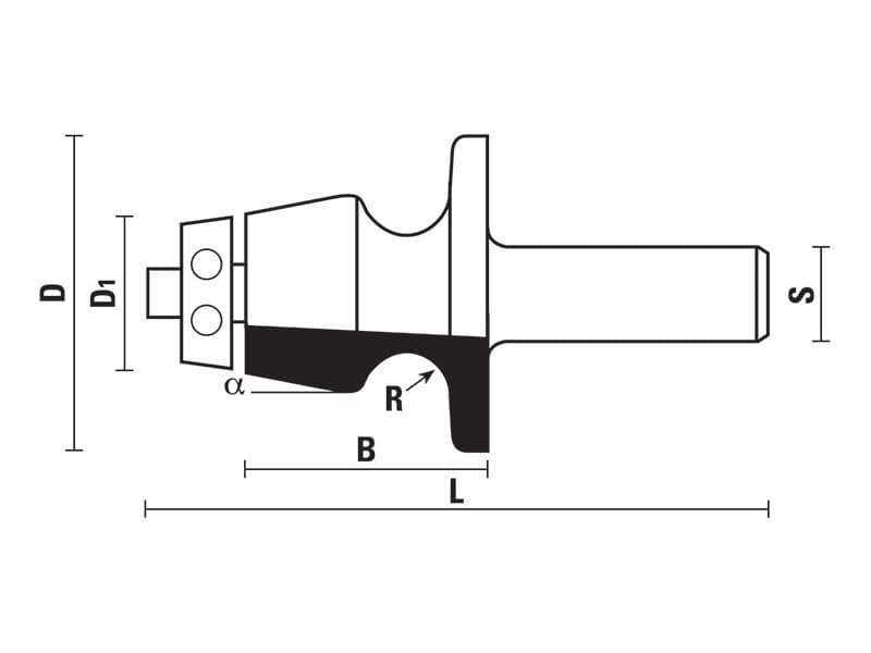 Hw undermount profile bowl bits with ball bearing guide z=2 schema