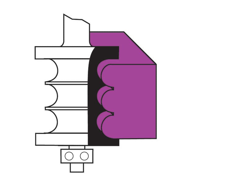 Hw triple beading bits with ball bearing guide z=2 schema