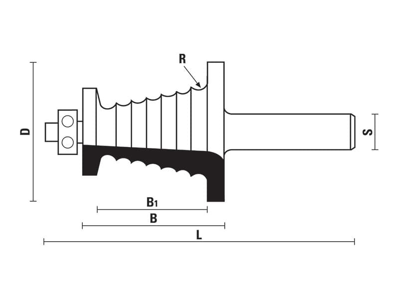 Hw multi beading bits with ball bearing guide z=2 schema