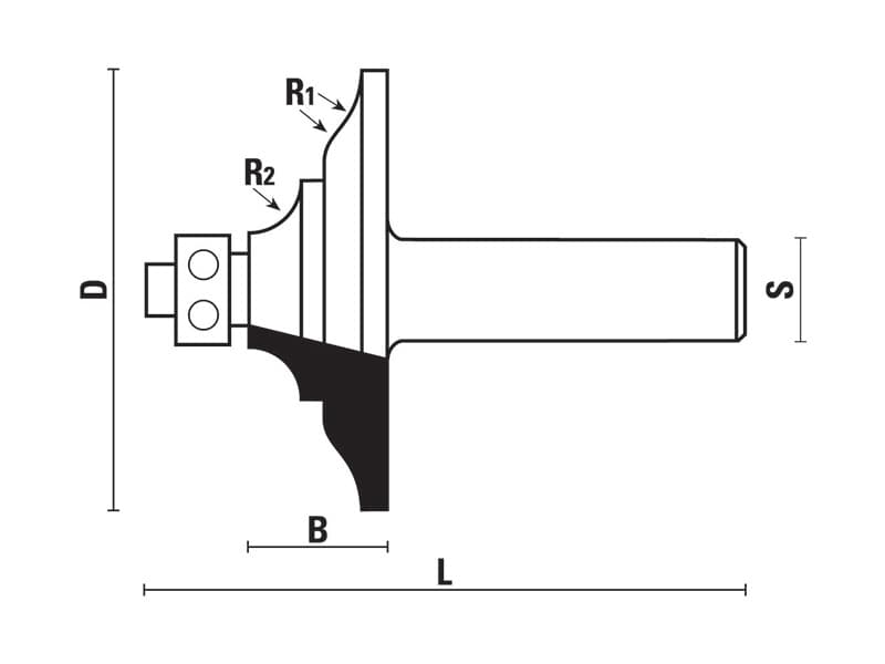 Hw edge moulding bits with ball bearing guide z=2 schema
