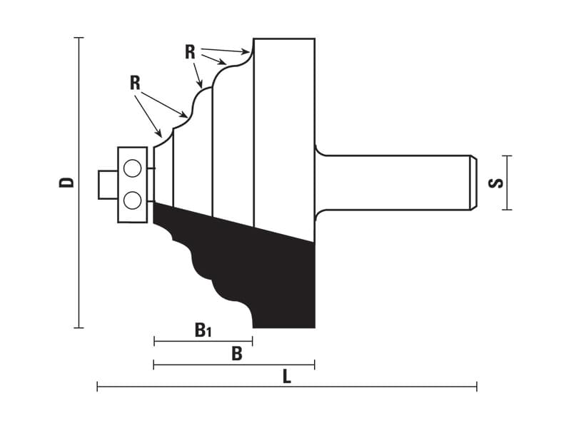 Hw edge moulding bits with ball bearing guide z=2 schema