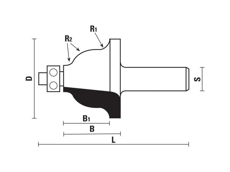 Hwwavy edge bits with ball bearing guide z=2 schema