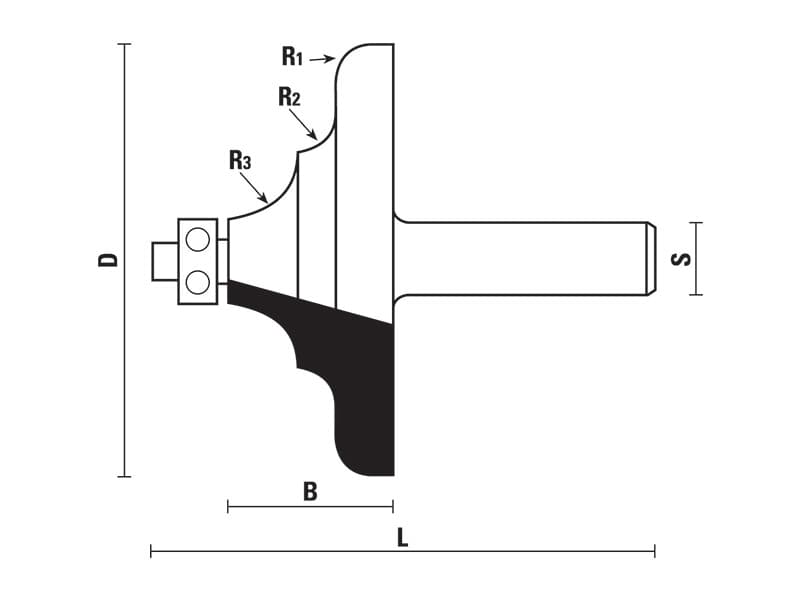 Hw edge moulding bits with ball bearing guide z=2 schema