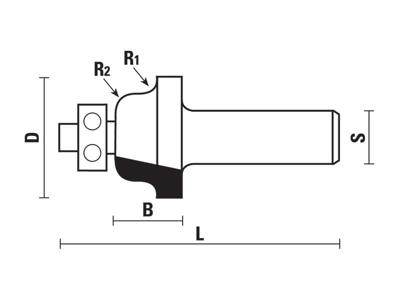 Hw roman ogee bits with ball bearing guide z=2 schema