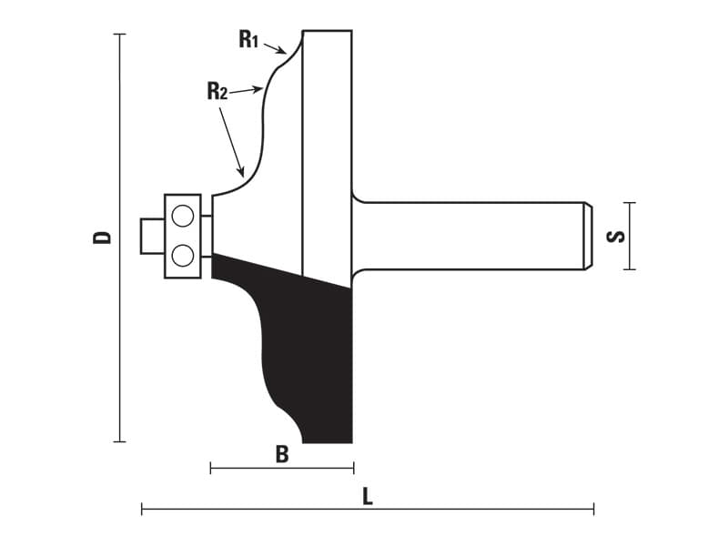 Hw edge moulding bits with ball bearing guide z=2 schema