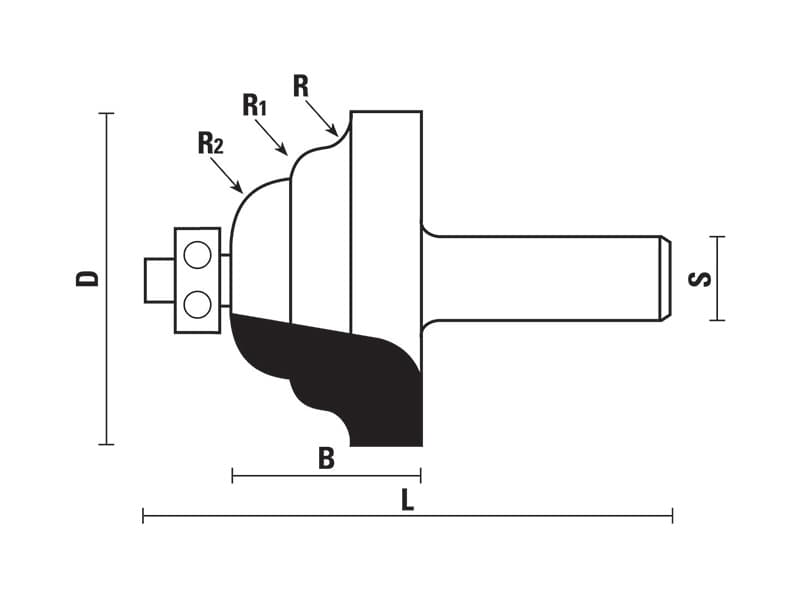 Hw edge moulding bits with ball bearing guide z=2 schema