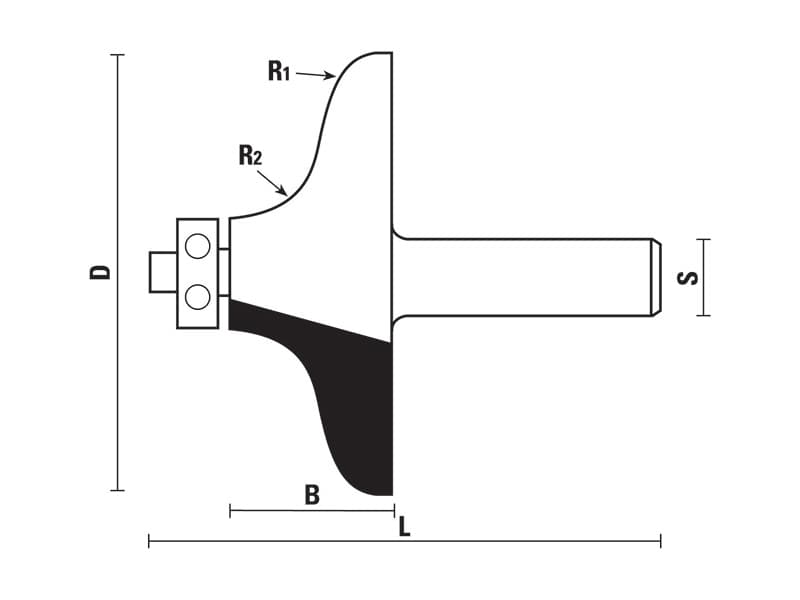 Hw edge moulding bits with ball bearing guide z=2 schema