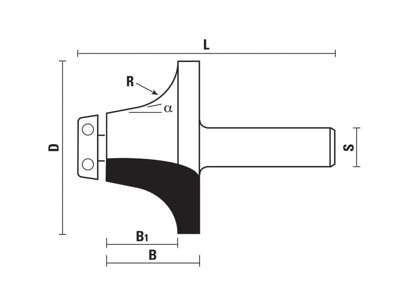 Hw rounding over undermount bowl bits with ball bearing guide z=2 schema