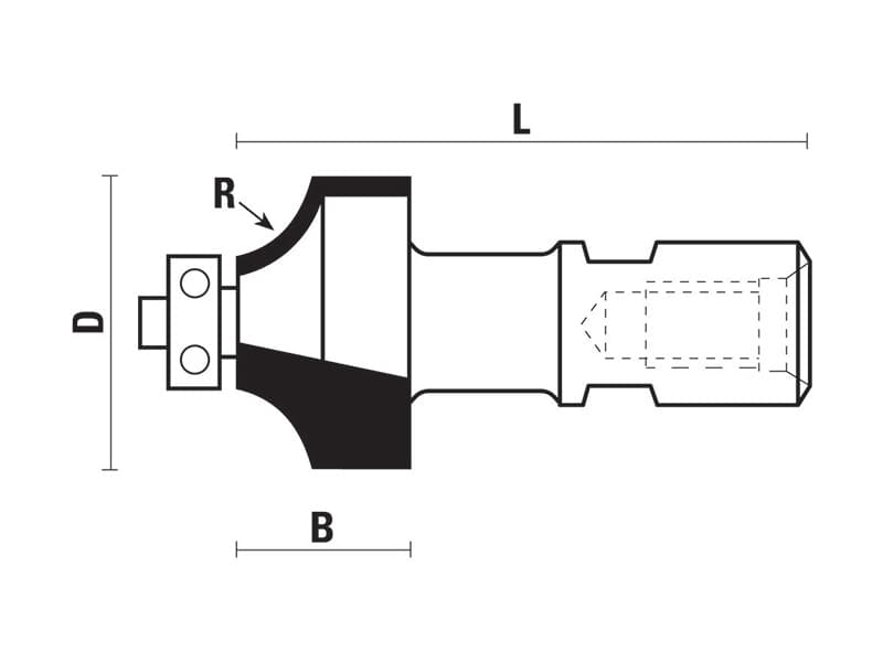 Hw radius bits with ball bearing guide z=2 схема